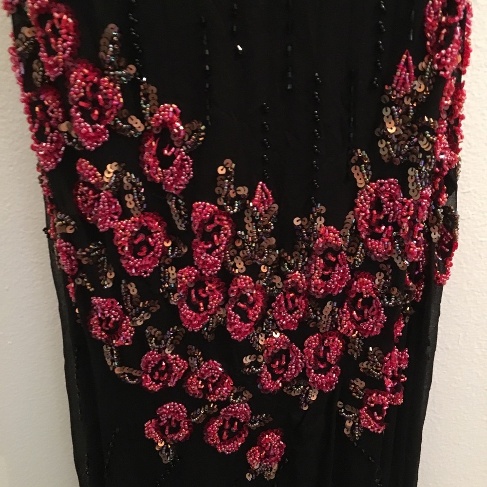 Black Floral Sleeveless Dress with Red Rose Embroidery - Picture 8 of 8